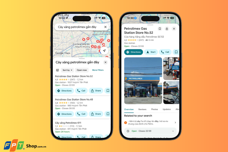 Cách tìm cây xăng Petrolimex gần nhất trên Google Maps