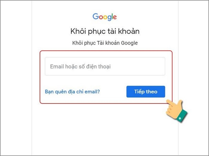 Hãy  truy cập vào trang web khôi phục tài khoản Google