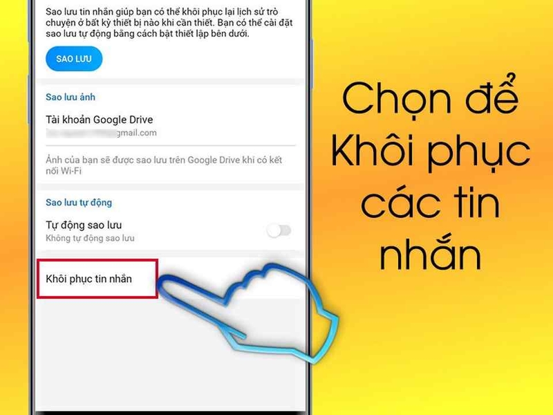 Thực hiện lựa chọn khôi phục tin nhắn