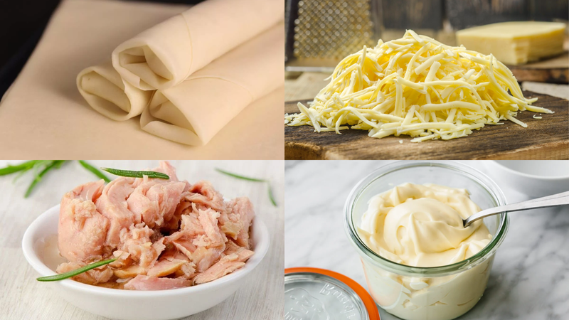 Nguyên liệu để làm món chả giò cá ngừ phô mai
