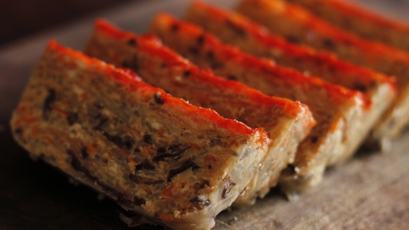 Thành phẩm chả hấp chay củ cải muối