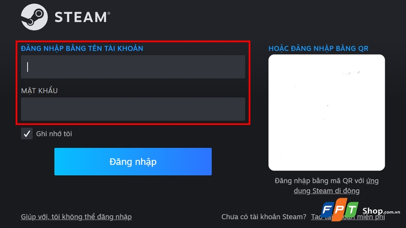 Đăng nhập trên ứng dụng