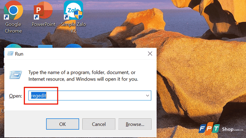 Nhập lệnh regedit rồi nhấn Enter