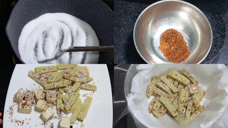 Bước 3: Trộn muối và ủ khoai