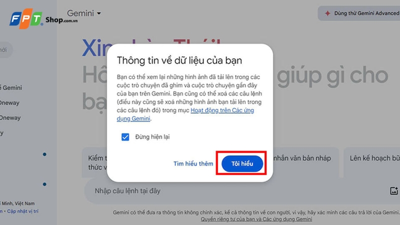 Xác nhận về thông tin dữ liệu