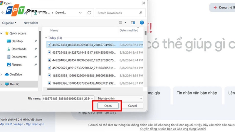 Tải file ảnh cần dùng lên