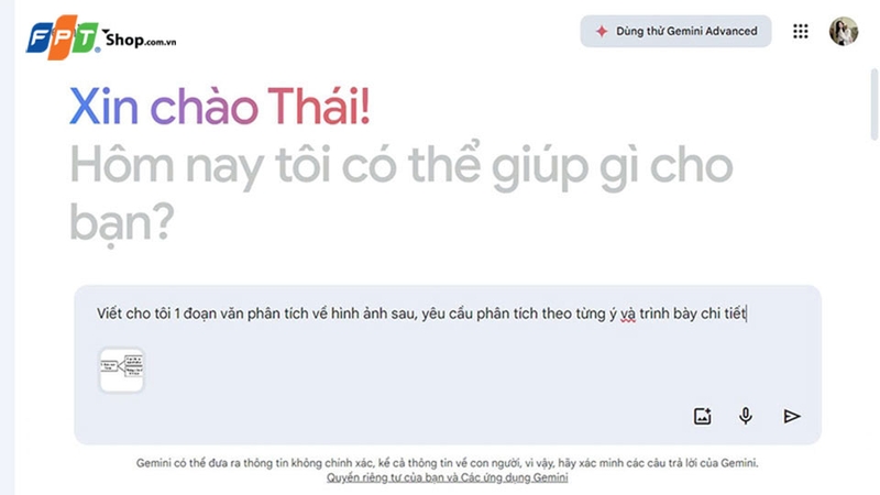 Nhập một câu lệnh kèm theo hình ảnh