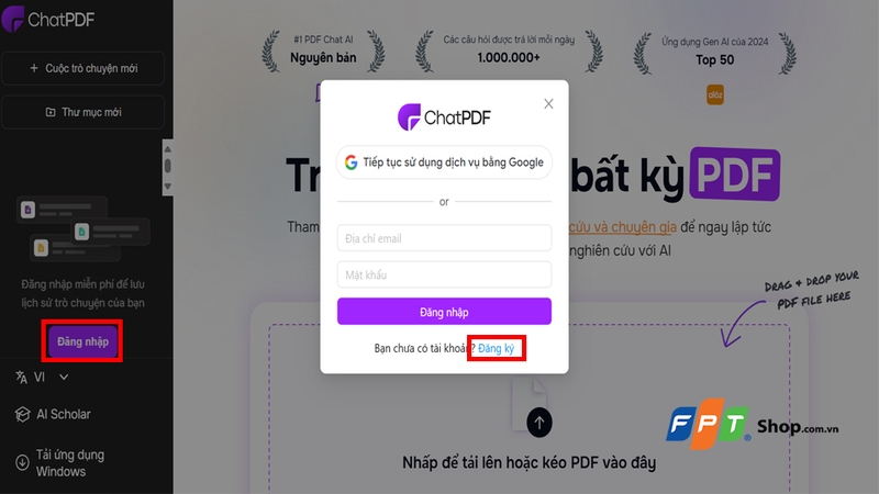 Đăng ký tài khoản Chat PDF