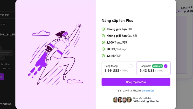 Chat PDF cung cấp phiên bản miễn phí và các gói cao cấp