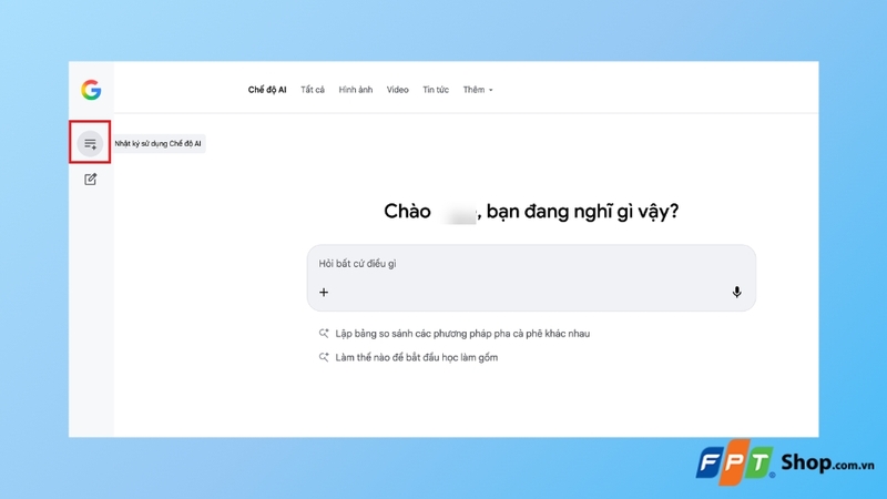 nhấn vào biểu tượng ba gạch ngang