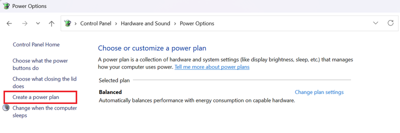 Mở Power Options