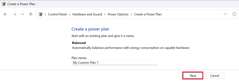 Đặt tên cho power plan