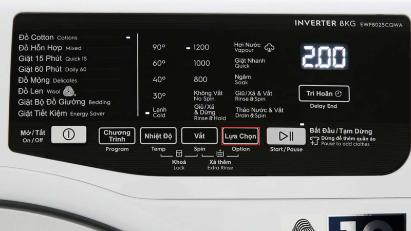 Đối với máy giặt có bảng điều khiển điện tử 3