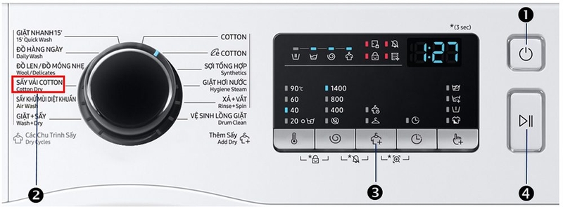 Hướng dẫn sử dụng chế độ sấy khô của máy giặt Samsung 4