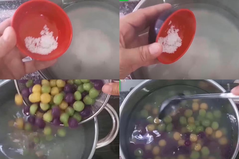 Dùng muỗng khuấy thật nhẹ tay để các viên không bị nát