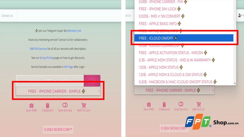 Chọn FREE - iCloud ON/OFF