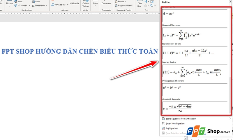 Chèn biểu thức Toán học trong Word - 07