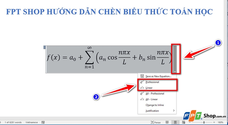 Chèn biểu thức Toán học trong Word - 06