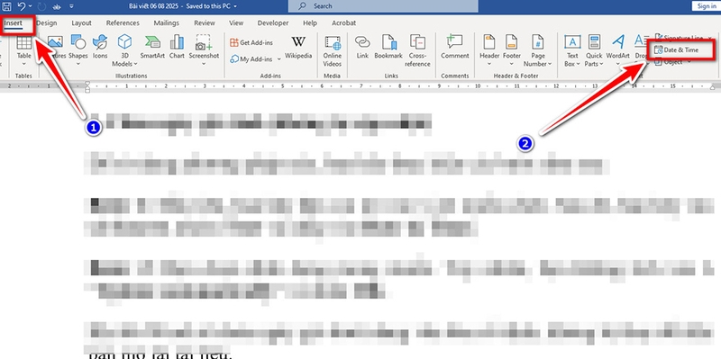 Cách chèn thời gian, ngày giờ trong Word - 03