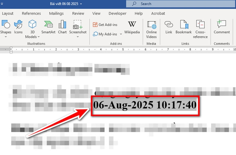 Cách chèn thời gian, ngày giờ trong Word - 09