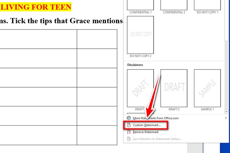 Cách chèn chữ, logo chìm vào Word - 06