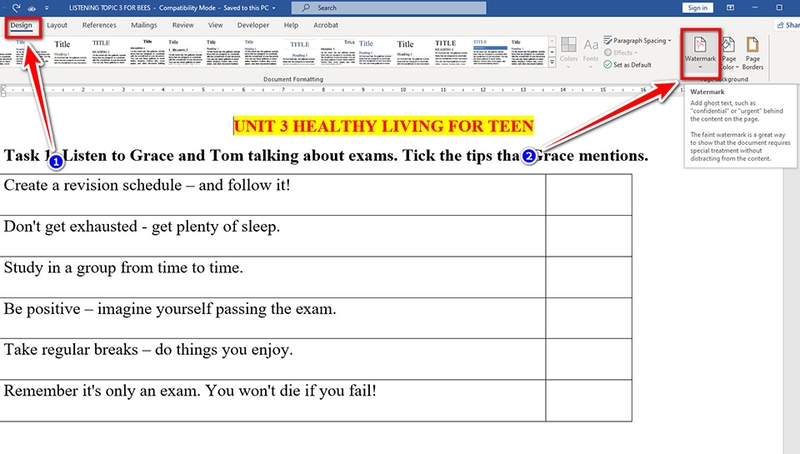 Cách chèn chữ, logo chìm vào Word - 09