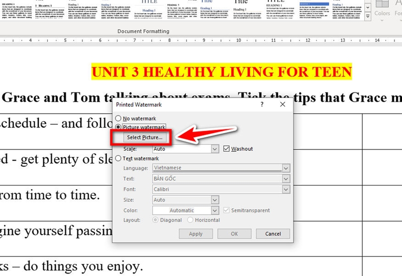 Cách chèn chữ, logo chìm vào Word - 10