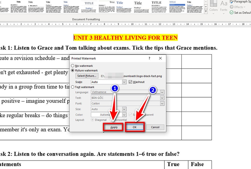 Cách chèn chữ, logo chìm vào Word - 12