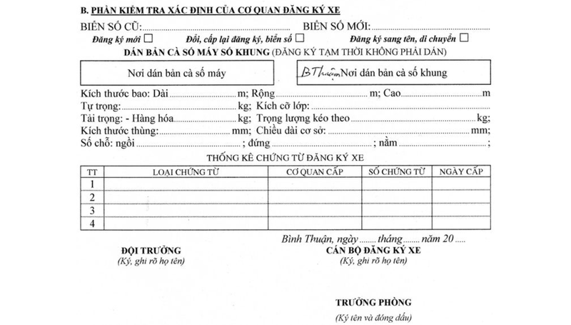 Giấy khai đăng ký xe ô tô 2