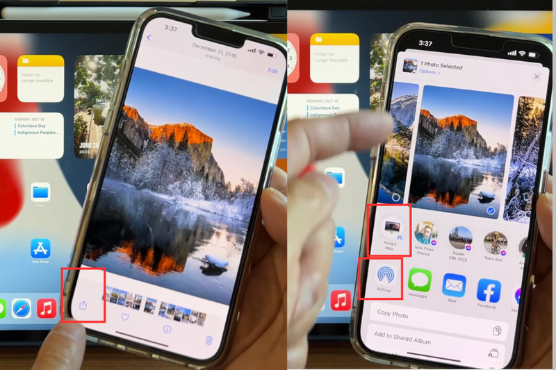 Chia sẻ ảnh, video qua AirDrop trên iPhone Xs (6)
