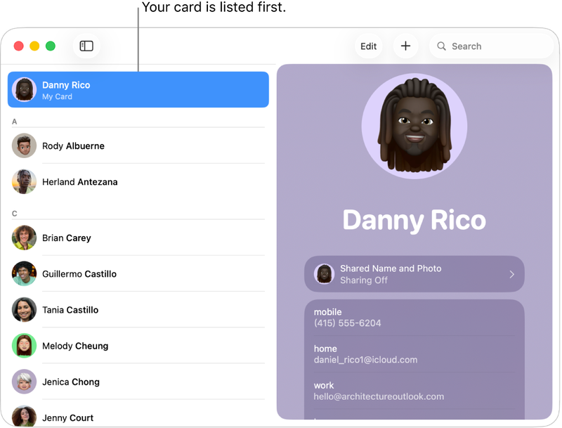 Chia sẻ liên hệ trong Danh bạ trên máy Mac - Hình 7