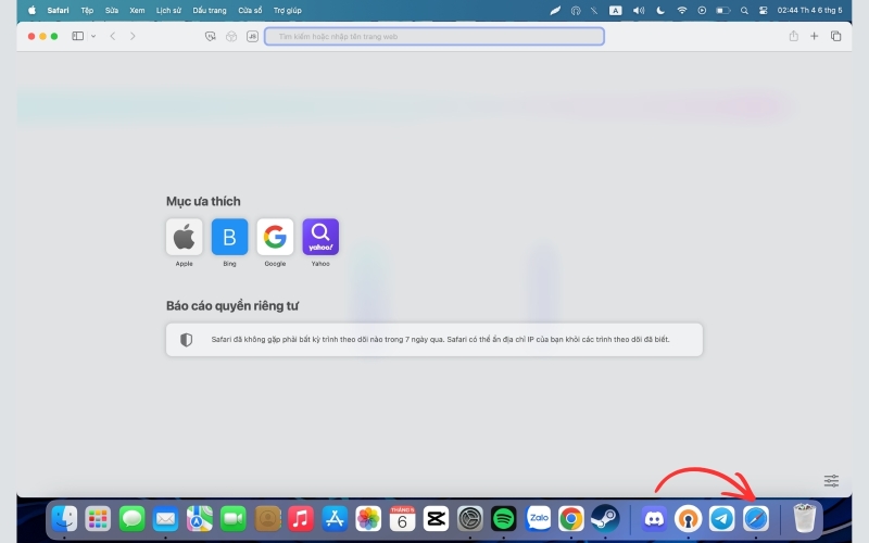 Mở trình duyệt Safari trên máy Mac của bạn