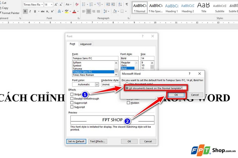 Cách chỉnh font chữ mặc định trong Word - 09