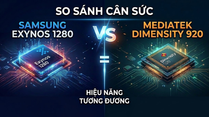 Chip Exynos 1280 ngang với chip Dimensity nào?