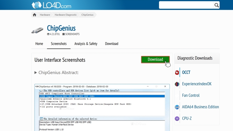 Hướng dẫn tải ChipGenius về máy tính bước 1