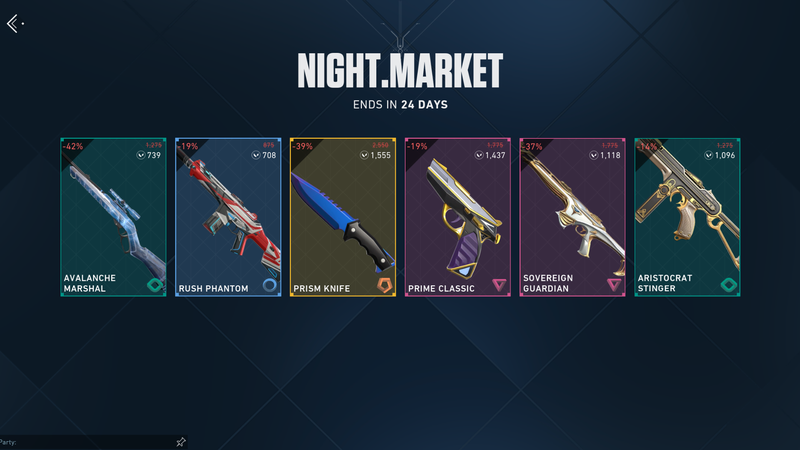 Những skin vũ khí thường xuất hiện trong Chợ Đêm VALORANT