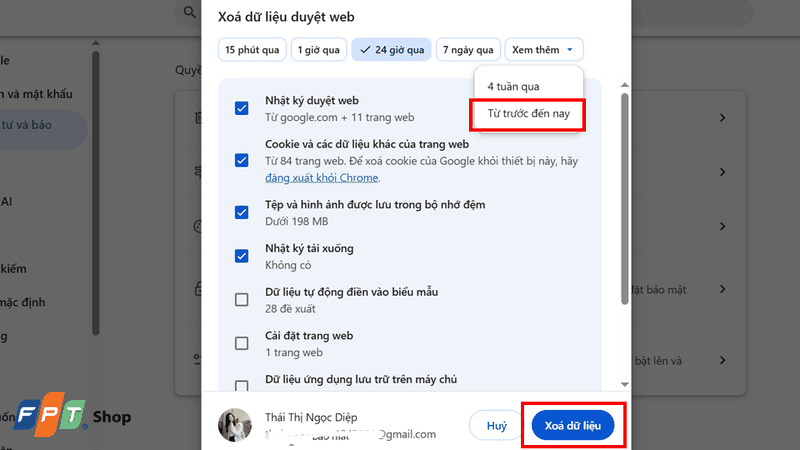 Xóa bộ nhớ đệm