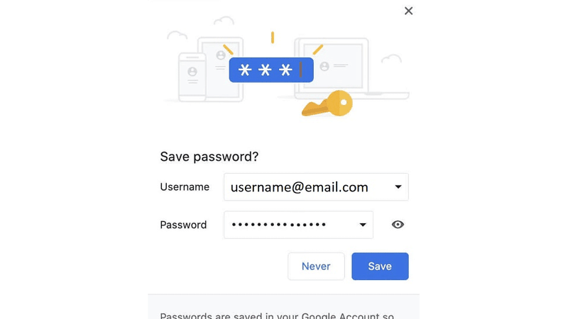 Chrome hiển thị thông báo hỏi lưu mật khẩu