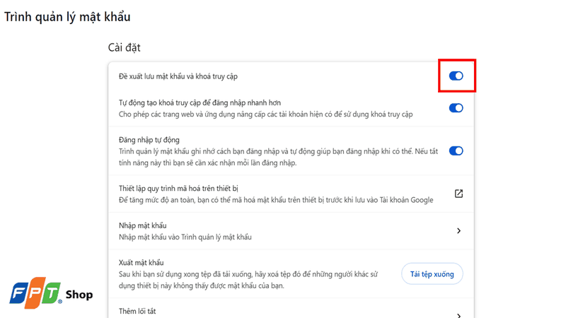 Gạt công tắc sang trạng thái Bật (On)