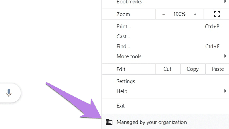 Thông báo "Managed by your organization" trong cài đặt Chrome