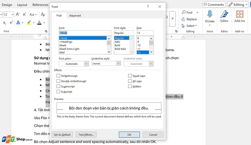 Chữ bị giãn cách trong Word ảnh 2