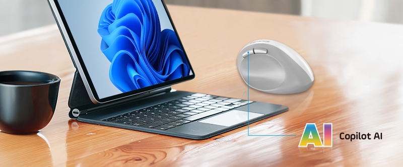 Chuột Bluetooth không dây công thái học Genius Ergo 8350S - Tích hợp AI tiện lợi, tối ưu hiệu suất và tiết kiệm pin