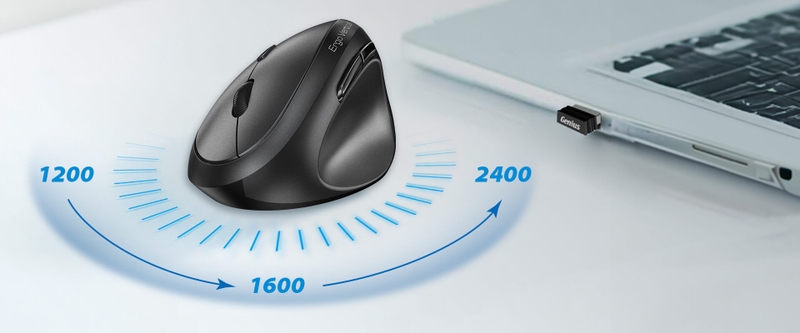 Chuột Bluetooth không dây công thái học Genius Ergo 8350S - Nhiều mức DPI, kiểm soát chính xác trong mọi tác vụ