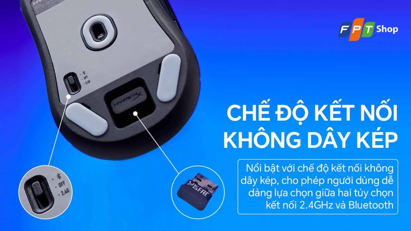 Chuột HyperX kết nối không dây kép linh hoạt