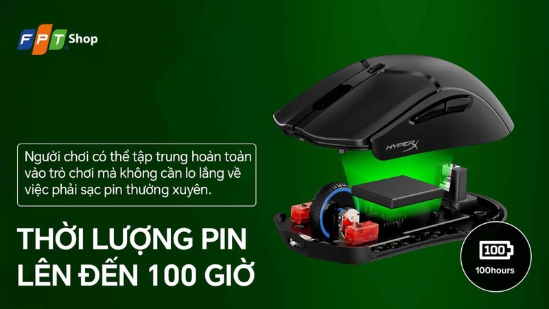 Chuột HyperX thời lượng pin dài, trải nghiệm không gián đoạn