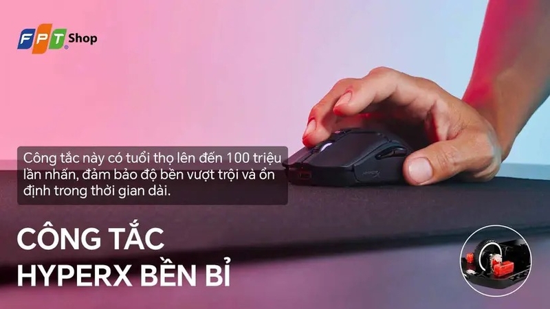 Chuột HyperX độ bền lên đến 100 triệu lần nhấn