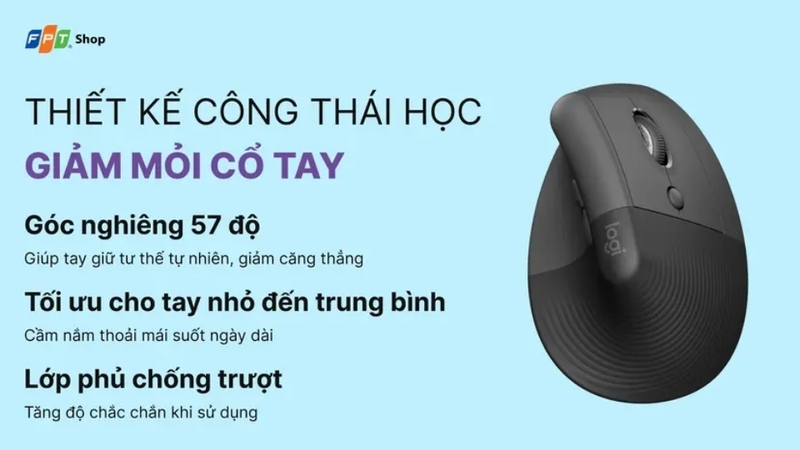 Chuột Bluetooth công thái học Logitech Lift Vertical