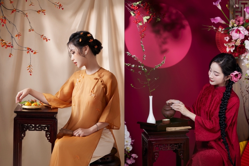 chụp ảnh Tết với áo dài cách tân 12