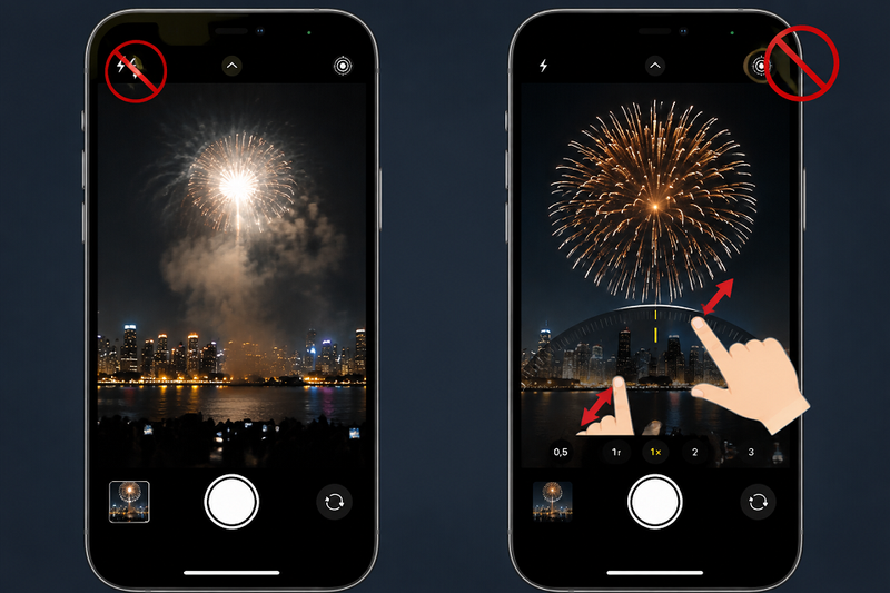 Những thiết lập nên hạn chế khi chụp pháo hoa bằng iPhone