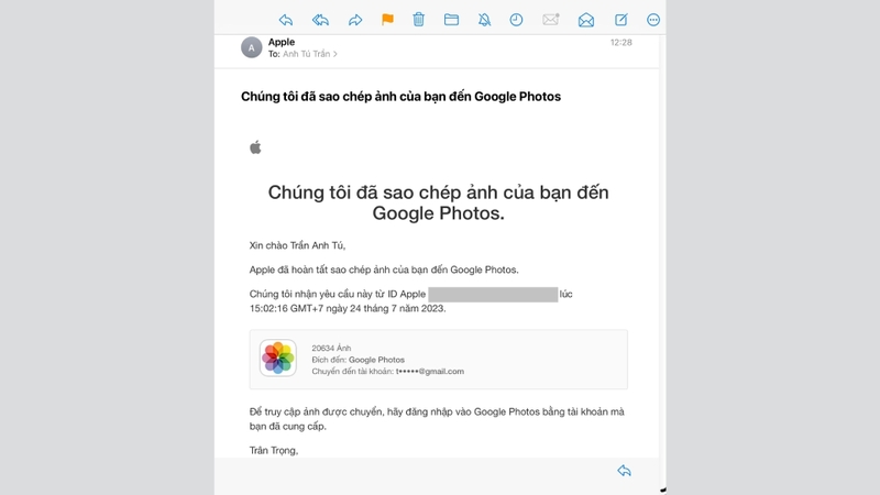 Bước 6: Chờ quá trình chuyển dữ liệu hoàn tất